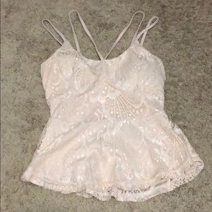 Strappy lace tank top